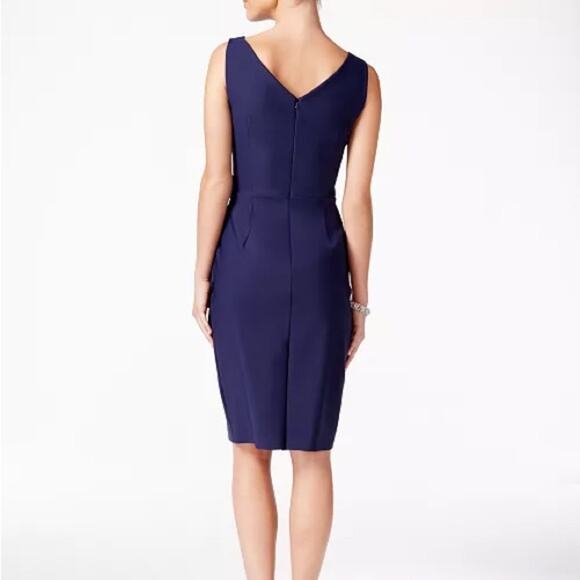 Alex Evenings Compression Embellished Ruched Sheath Dress Navy Women’s Sz 14 - Picture 5 of 10